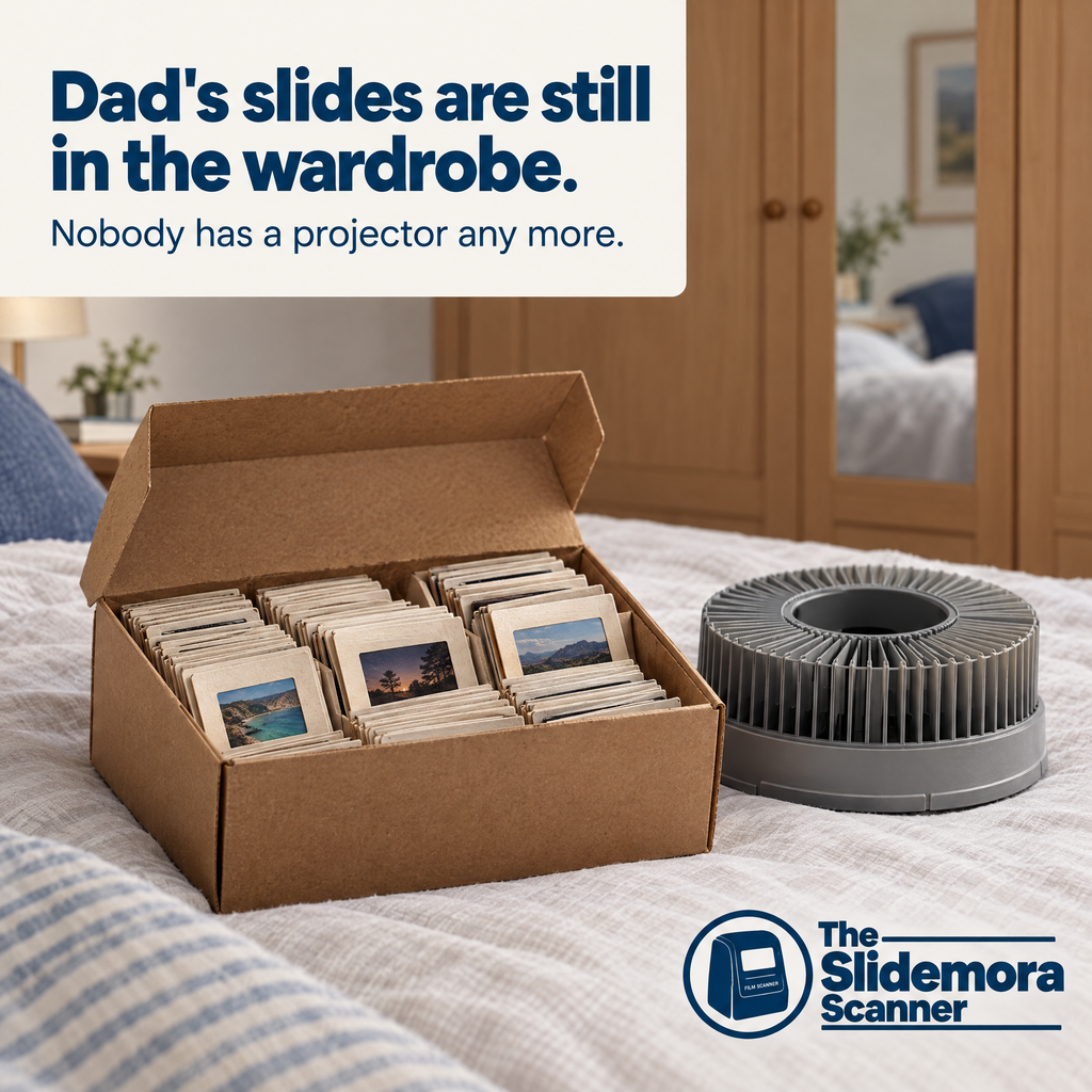 Dad's slides are still in the wardrobe. Nobody has a projector any more.